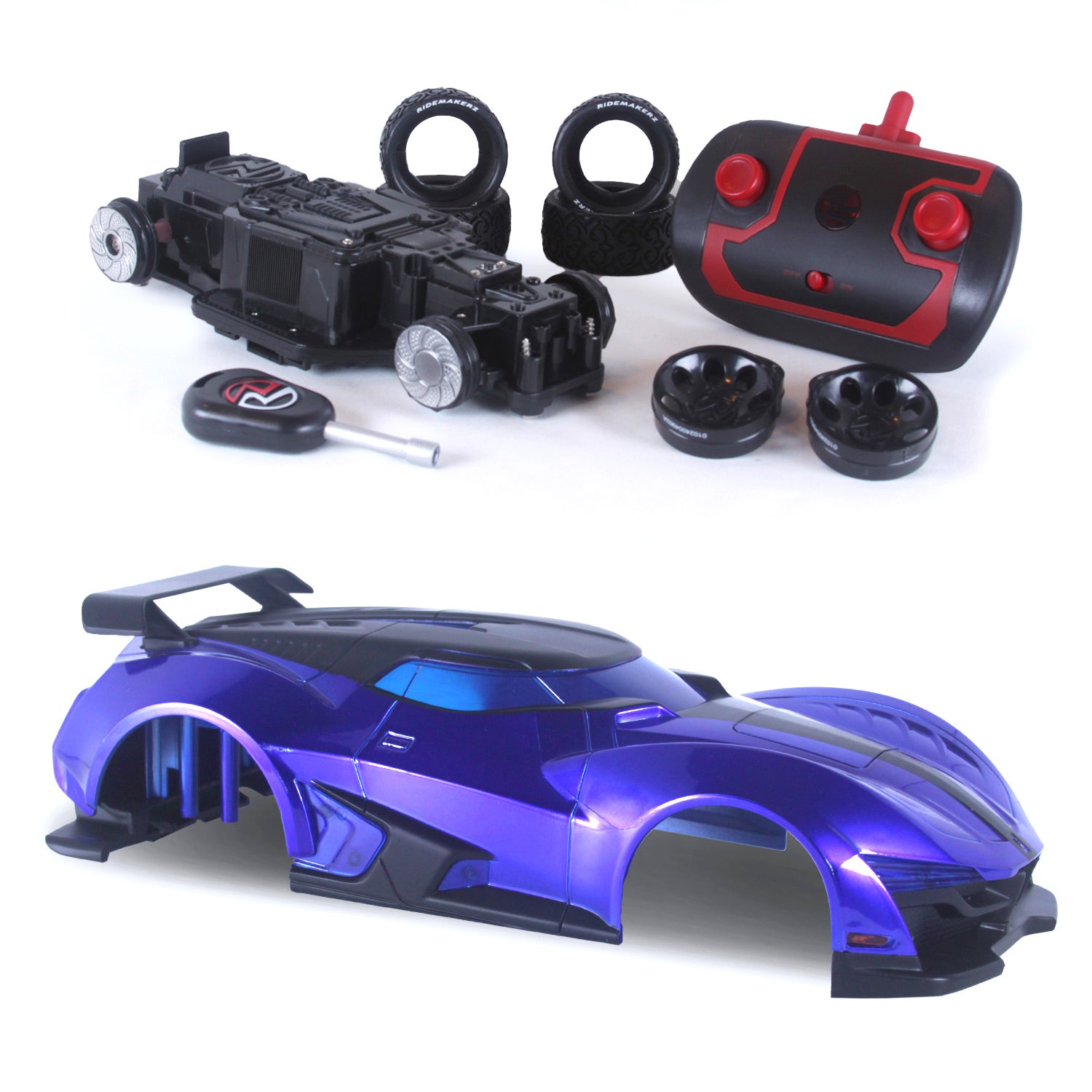 Build Your Own R/C RZ Vortex Super Car - Black & Blue | Ridemakerz