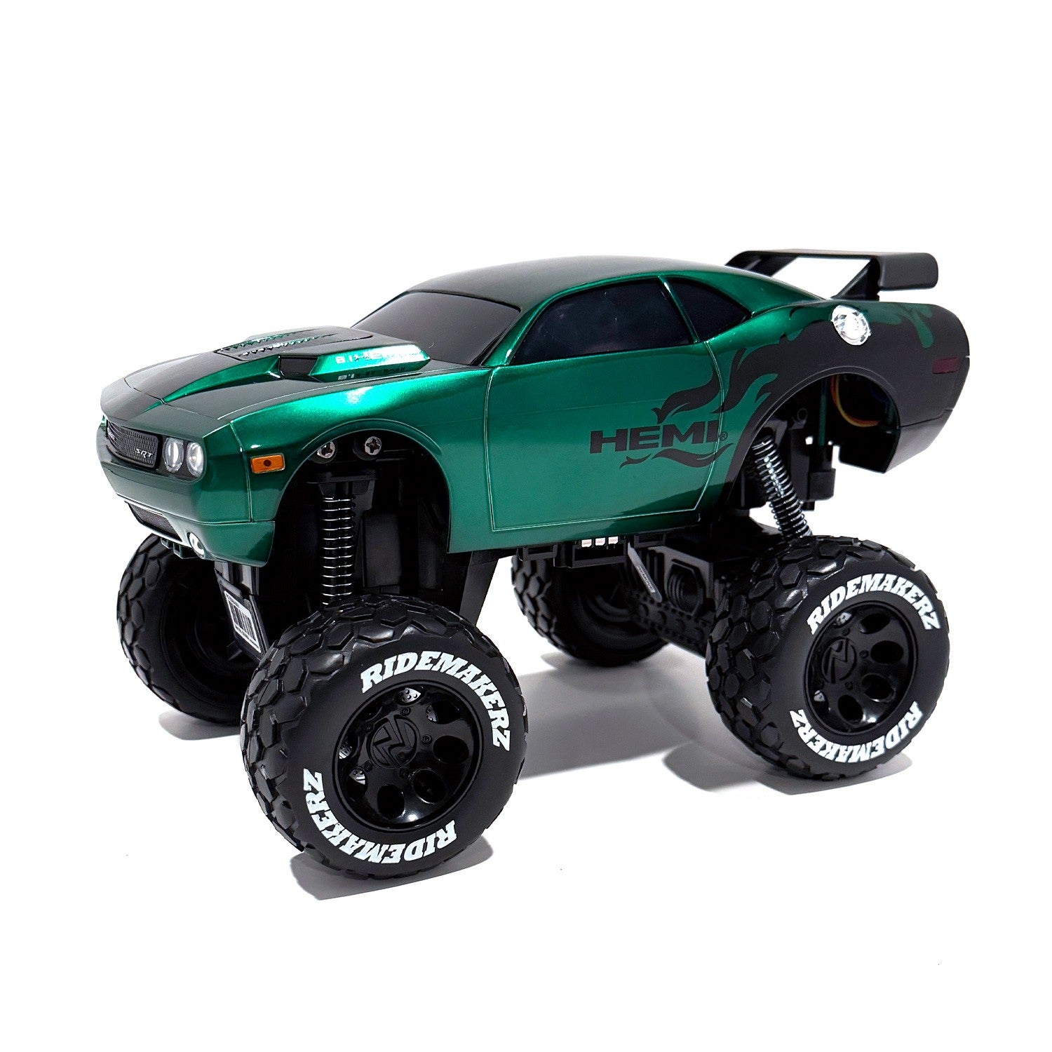 Dodge Challenger - Green/Black - R/C Monster Kit | Ridemakerz - Online
