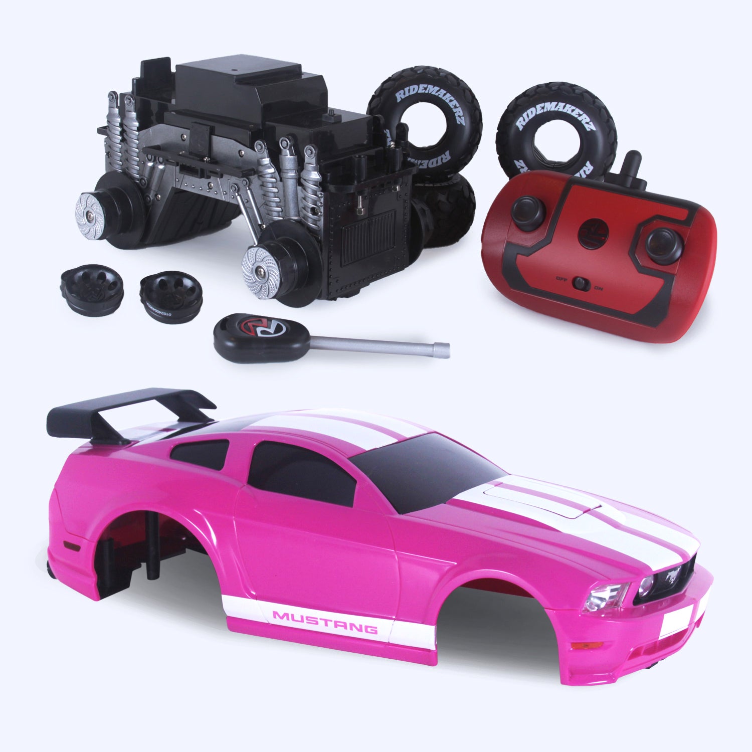 Ford Mustang - Pink/White - R/C Monster Kit | Ridemakerz - Online
